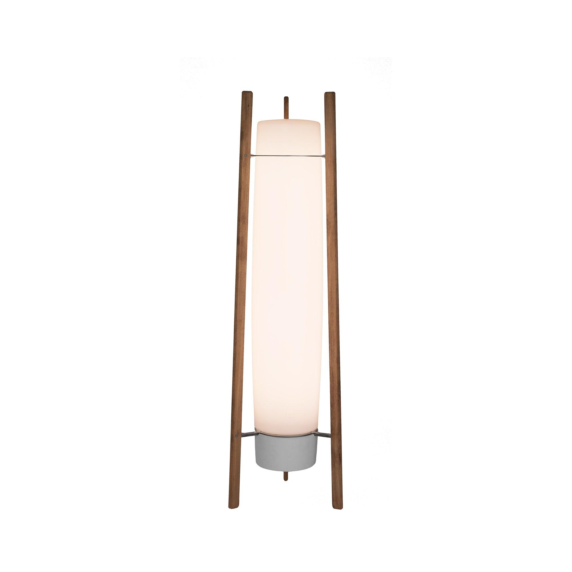 Modern Walnut Wood Column LED Floor Lamp with Acrylic Diffuser Standing Light