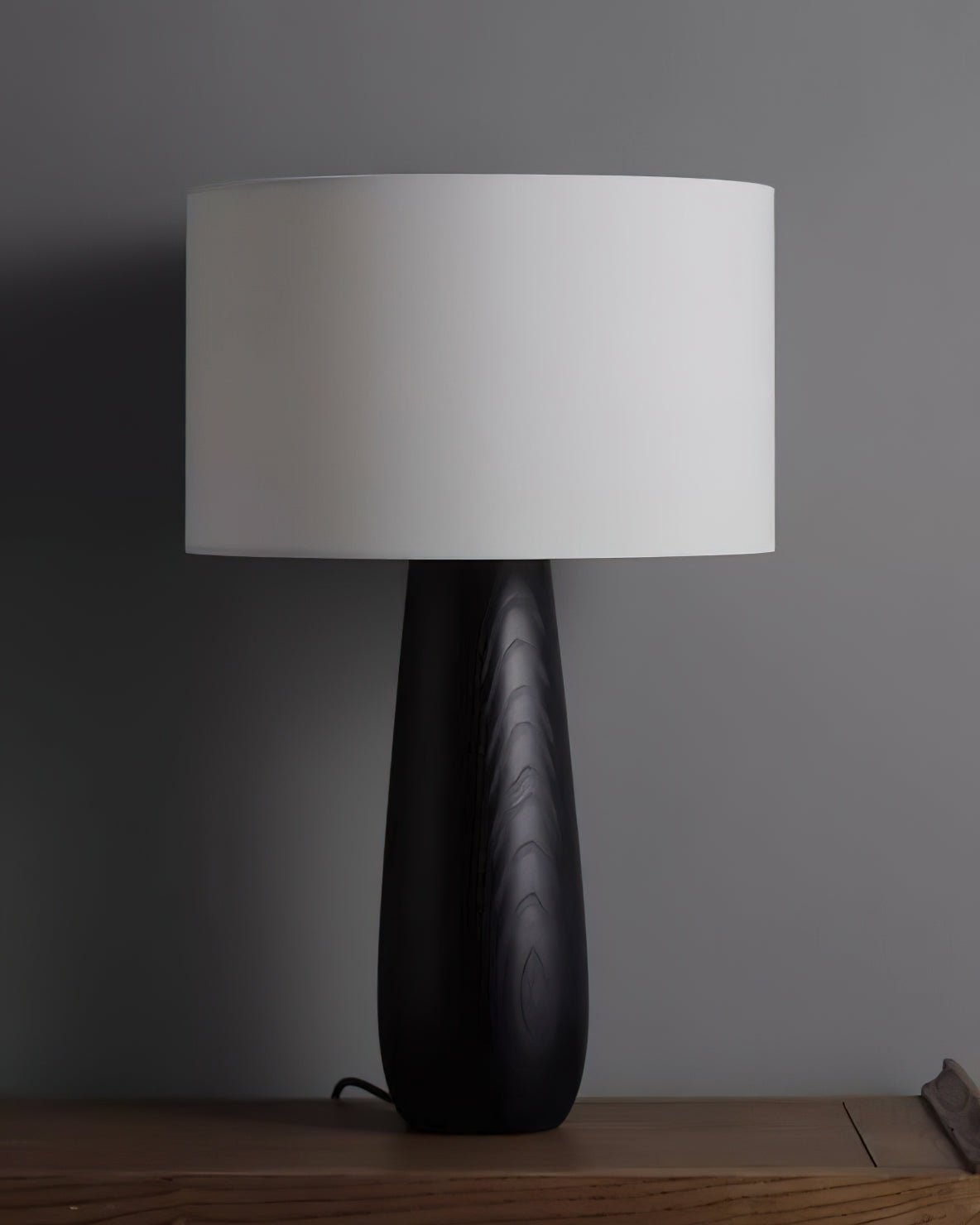 Sierra Wooden Accent Table Lamp with Linen Shade Organic Wood Base Desk Light