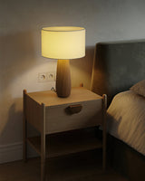Sierra Wooden Accent Table Lamp with Linen Shade Organic Wood Base Desk Light