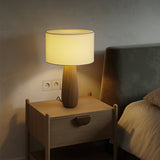 Sierra Wooden Accent Table Lamp with Linen Shade Organic Wood Base Desk Light