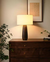 Sierra Wooden Accent Table Lamp with Linen Shade Organic Wood Base Desk Light