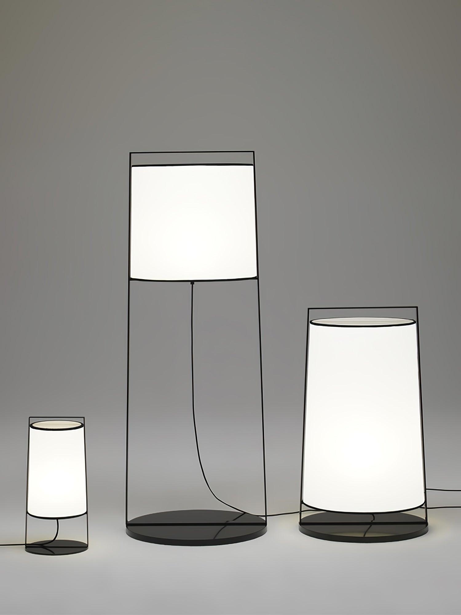 Modern Silhouette Textile Floor Lamp with Fabric Shade and Metal Frame Standing Lighting