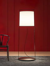 Modern Silhouette Textile Floor Lamp with Fabric Shade and Metal Frame Standing Lighting