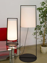 Modern Silhouette Textile Floor Lamp with Fabric Shade and Metal Frame Standing Lighting