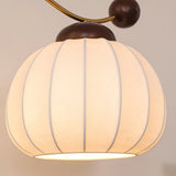 Modern Silk Globe Table Lamp with Walnut Wood Base and Gold Hardware