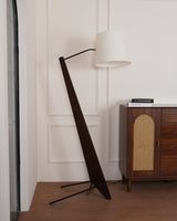 Modern Silva Giant Architectural Wood Floor Lamp with Fabric Shade