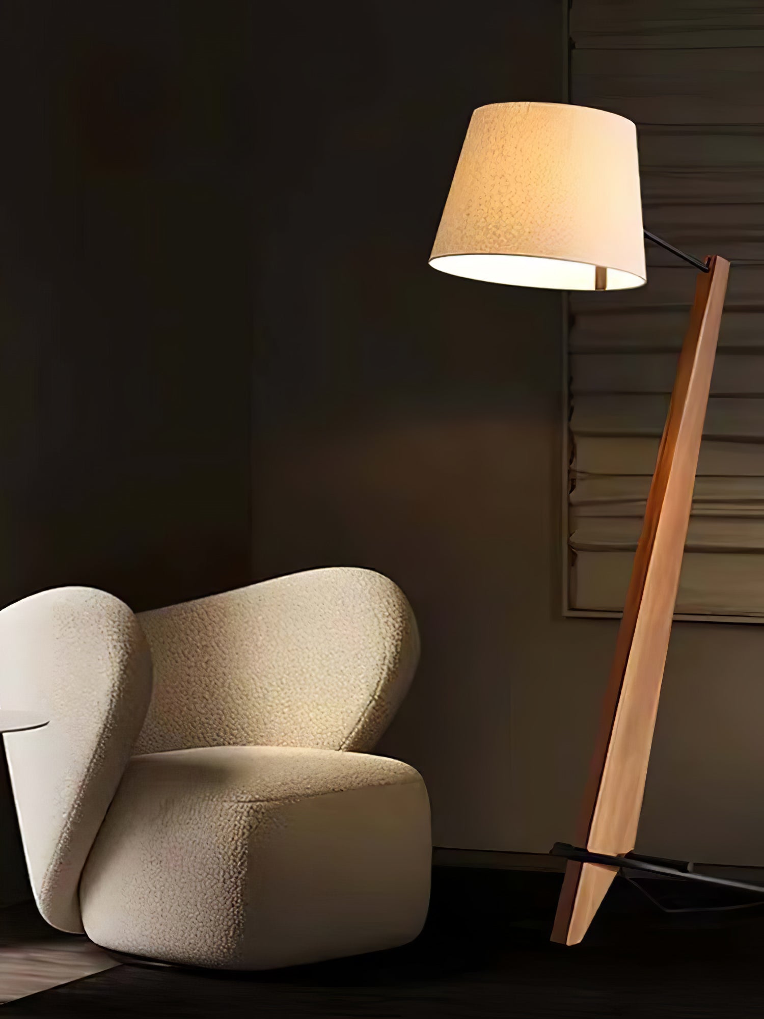 Modern Silva Giant Architectural Wood Floor Lamp with Fabric Shade