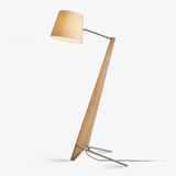Modern Silva Giant Architectural Wood Floor Lamp with Fabric Shade