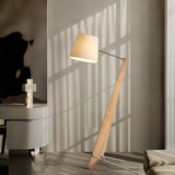 Modern Silva Giant Architectural Wood Floor Lamp with Fabric Shade