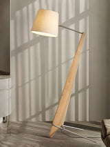 Modern Silva Giant Architectural Wood Floor Lamp with Fabric Shade