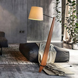 Modern Silva Giant Architectural Wood Floor Lamp with Fabric Shade