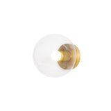 Modern Industrial Brass Flush Mount Ceiling Light with Clear Glass Shade and Knurled Detail