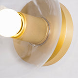 Modern Industrial Brass Flush Mount Ceiling Light with Clear Glass Shade and Knurled Detail