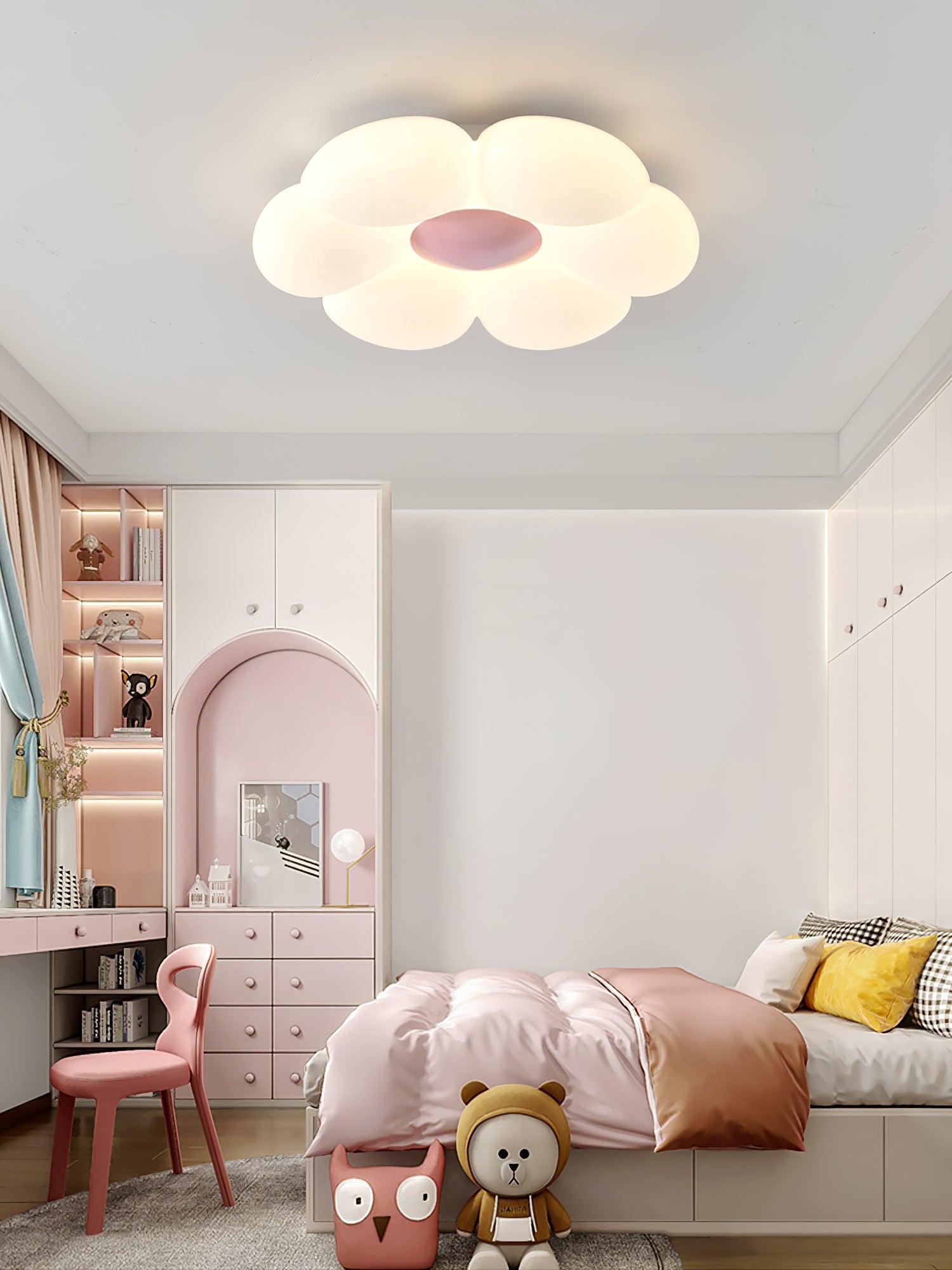 Blooming Six Petal Flower LED Flush Mount Ceiling Lamp for Nursery and Kids Rooms
