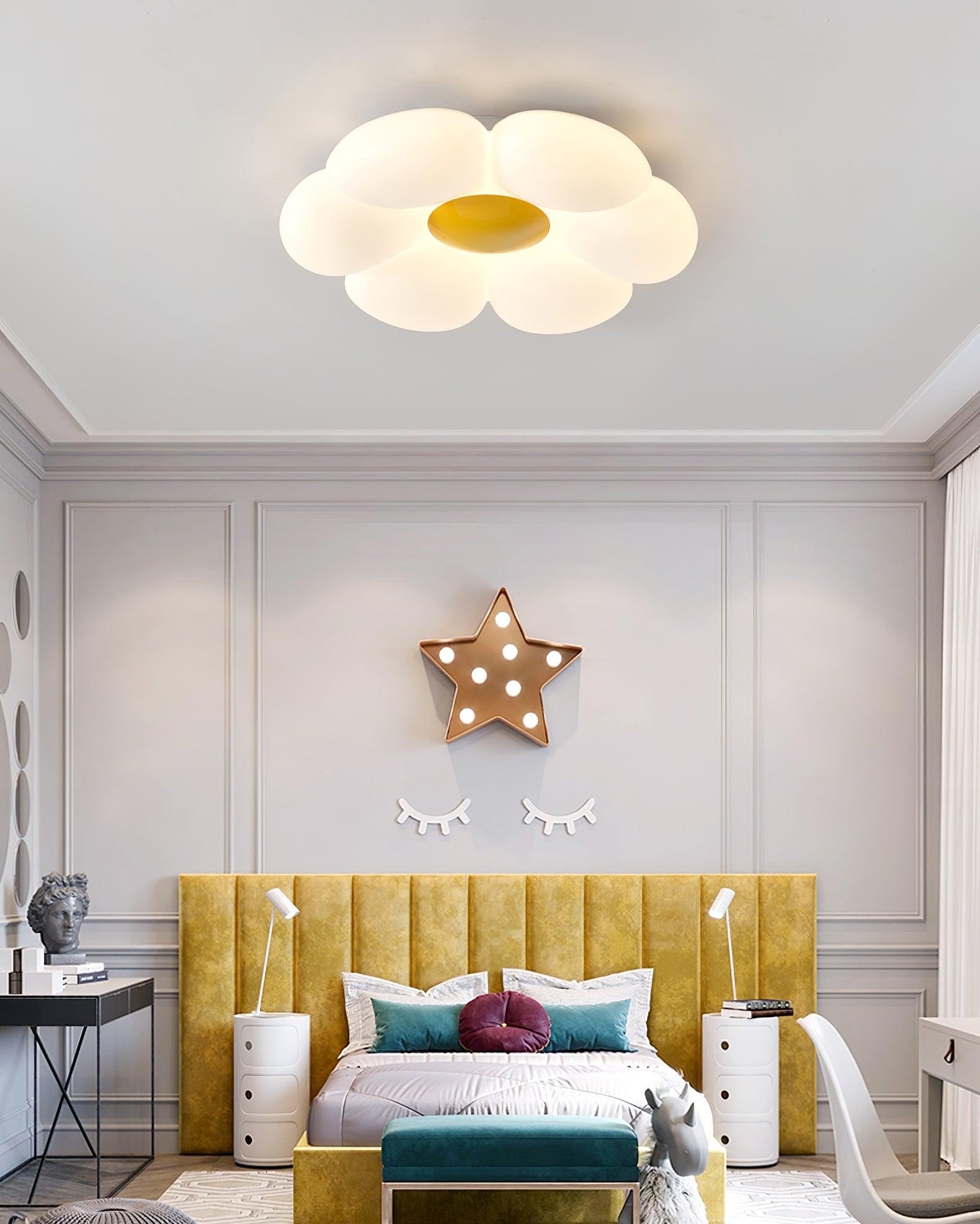 Blooming Six Petal Flower LED Flush Mount Ceiling Lamp for Nursery and Kids Rooms