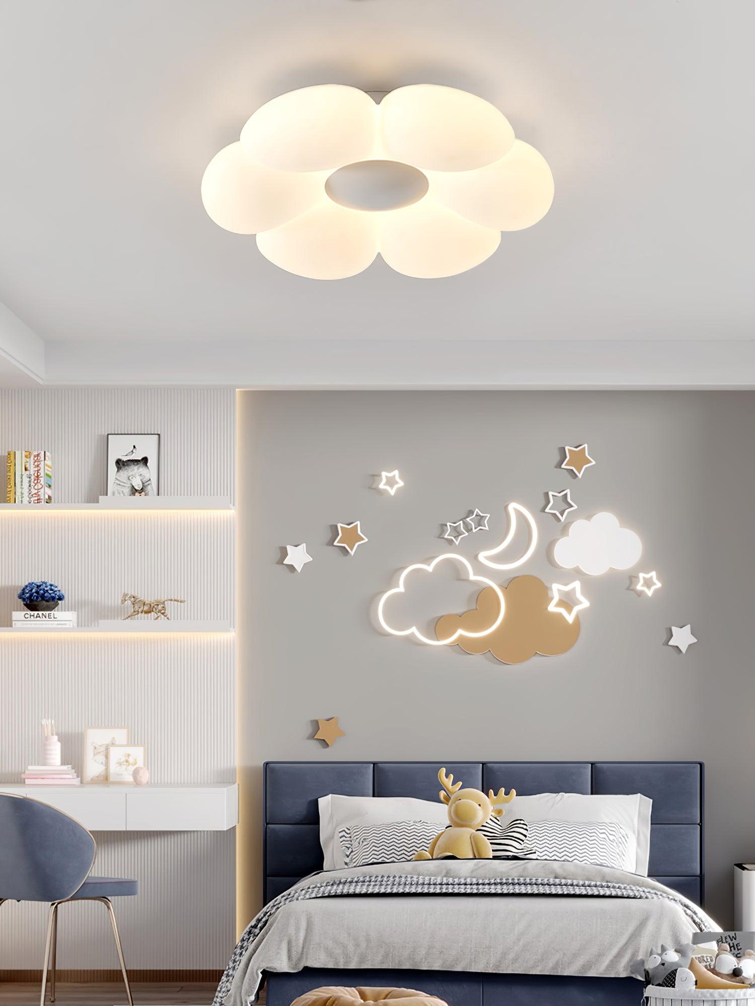 Blooming Six Petal Flower LED Flush Mount Ceiling Lamp for Nursery and Kids Rooms