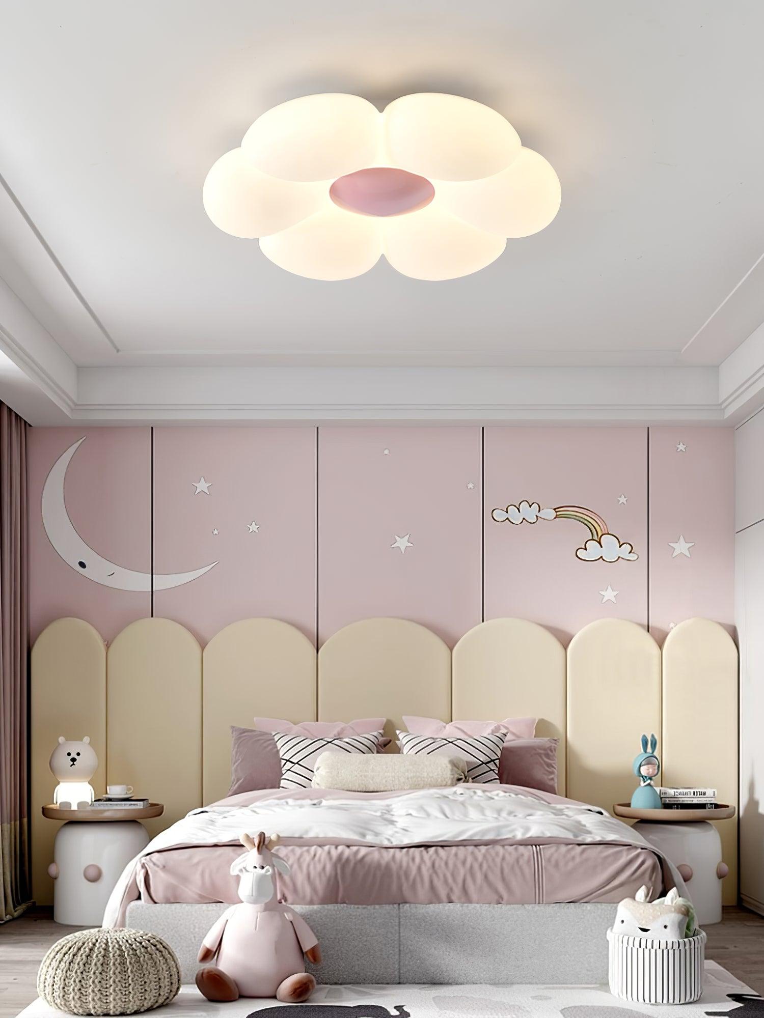 Blooming Six Petal Flower LED Flush Mount Ceiling Lamp for Nursery and Kids Rooms