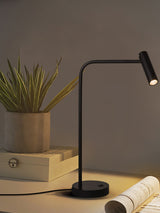 Contemporary Skinny LED Bedside Table Lamp with Slender Cylindrical Light in Metal