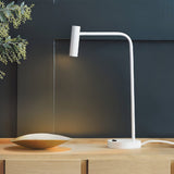 Contemporary Skinny LED Bedside Table Lamp with Slender Cylindrical Light in Metal