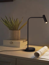 Contemporary Skinny LED Bedside Table Lamp with Slender Cylindrical Light in Metal