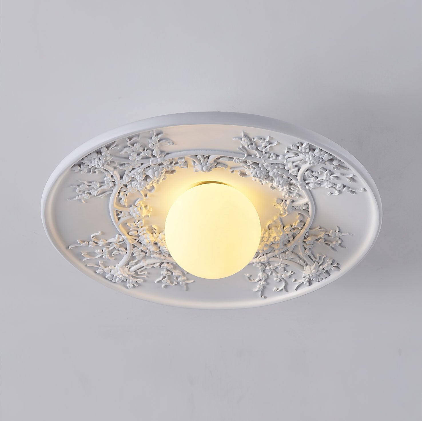 vintage-french-style-white-floral-resin-semi-flush-mount-ceiling-light