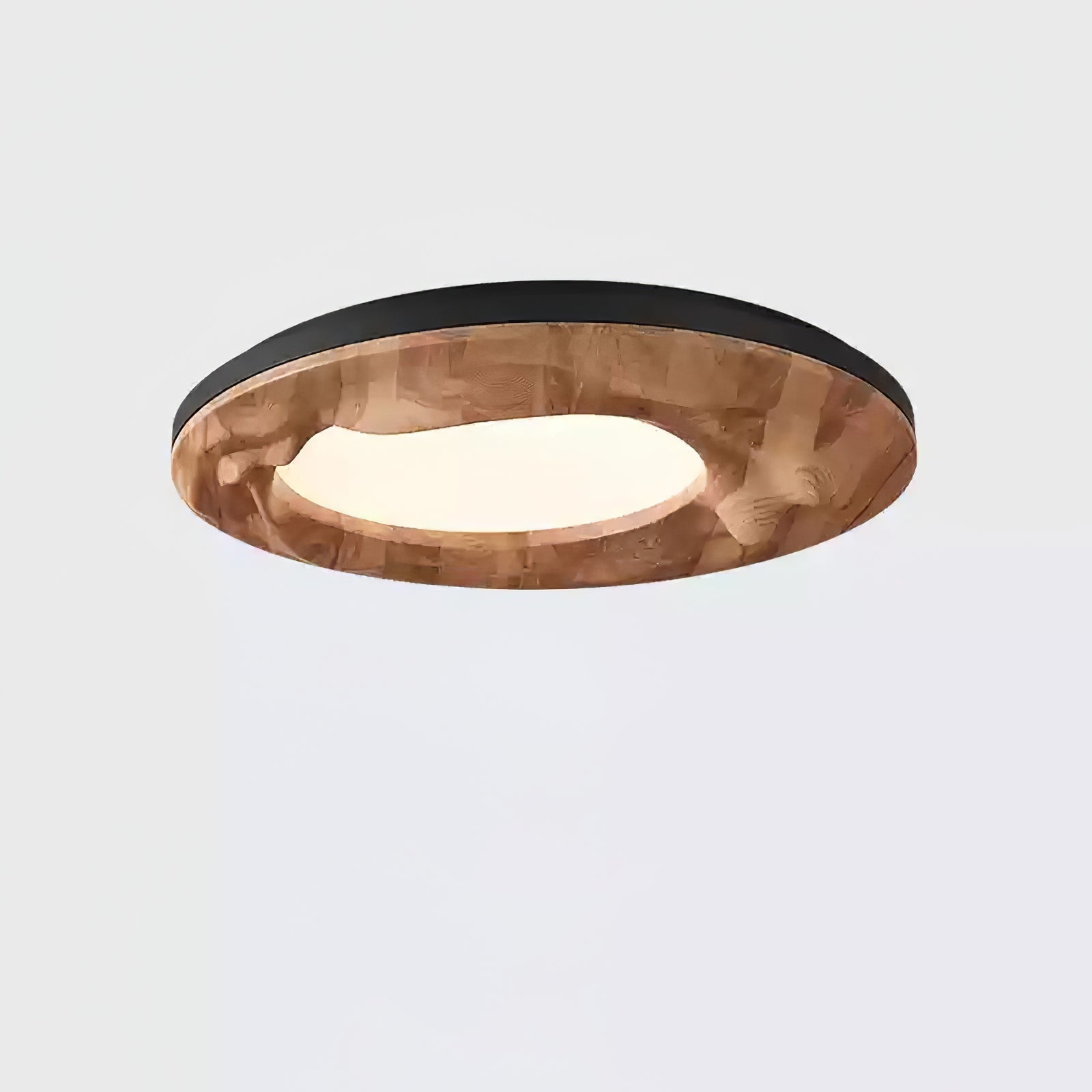 Modern Organic Circular Wood Flush Mount LED Ceiling Light for Living Room Bedroom