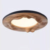 Modern Organic Circular Wood Flush Mount LED Ceiling Light for Living Room Bedroom