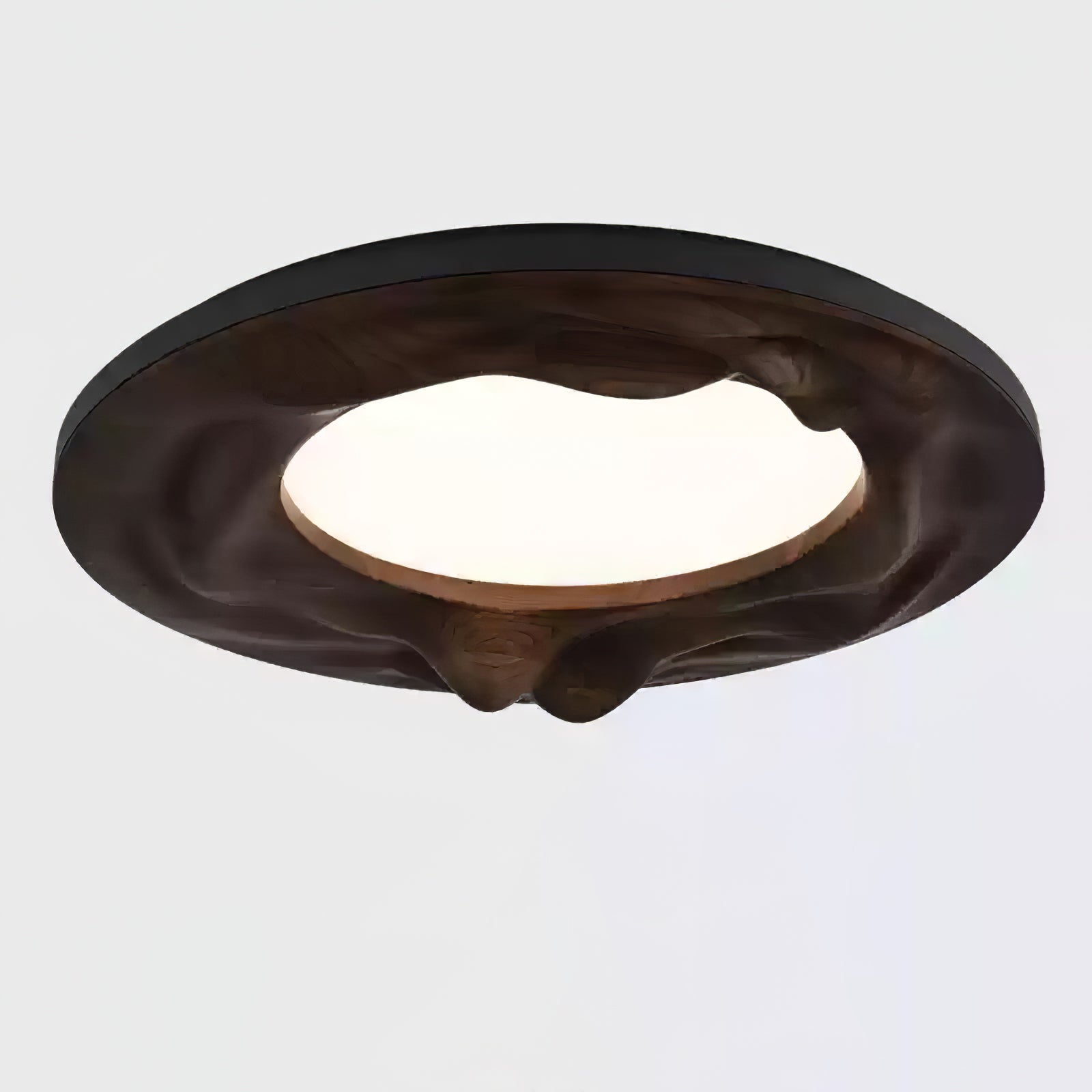 Modern Organic Circular Wood Flush Mount LED Ceiling Light for Living Room Bedroom
