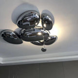 Modern Chrome Pebble LED Ceiling Light Biomorphic Reflective Flush Mount Lamp