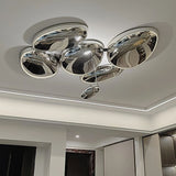 Modern Chrome Pebble LED Ceiling Light Biomorphic Reflective Flush Mount Lamp