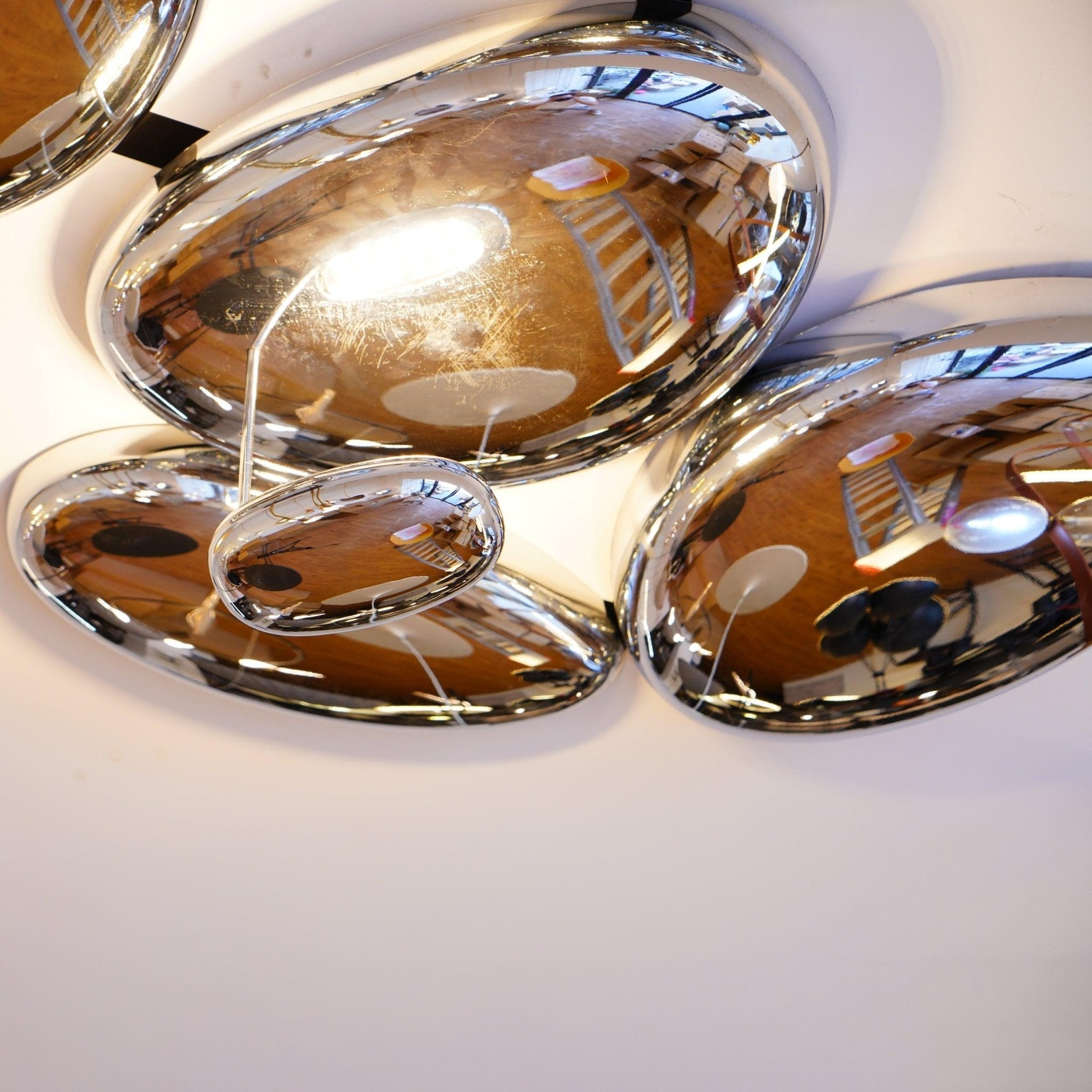 Modern Chrome Pebble LED Ceiling Light Biomorphic Reflective Flush Mount Lamp
