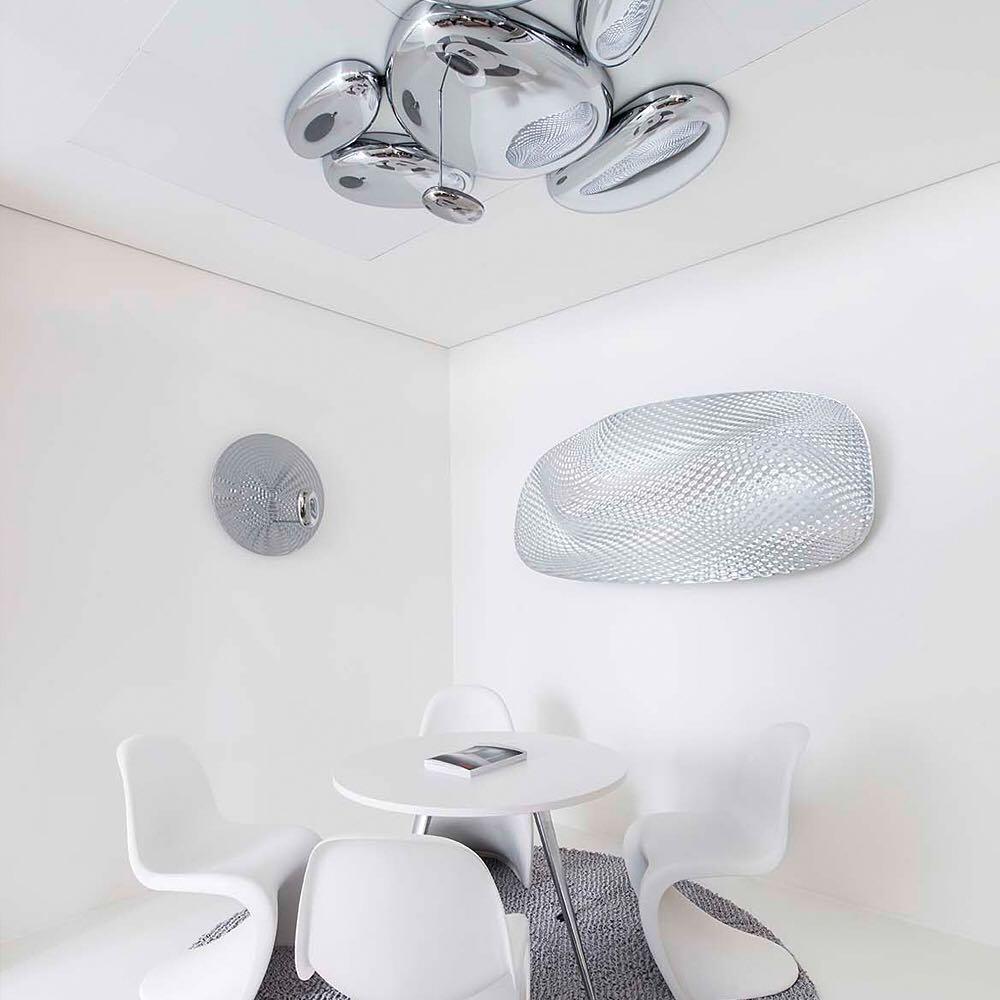 Modern Chrome Pebble LED Ceiling Light Biomorphic Reflective Flush Mount Lamp
