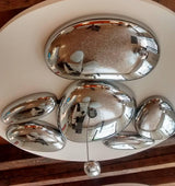 Modern Chrome Pebble LED Ceiling Light Biomorphic Reflective Flush Mount Lamp