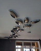 Modern Chrome Pebble LED Ceiling Light Biomorphic Reflective Flush Mount Lamp