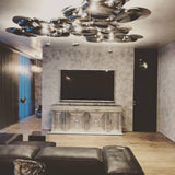 Modern Chrome Pebble LED Ceiling Light Biomorphic Reflective Flush Mount Lamp