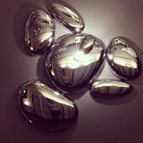 Modern Chrome Pebble LED Ceiling Light Biomorphic Reflective Flush Mount Lamp