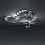 Modern Chrome Pebble LED Ceiling Light Biomorphic Reflective Flush Mount Lamp