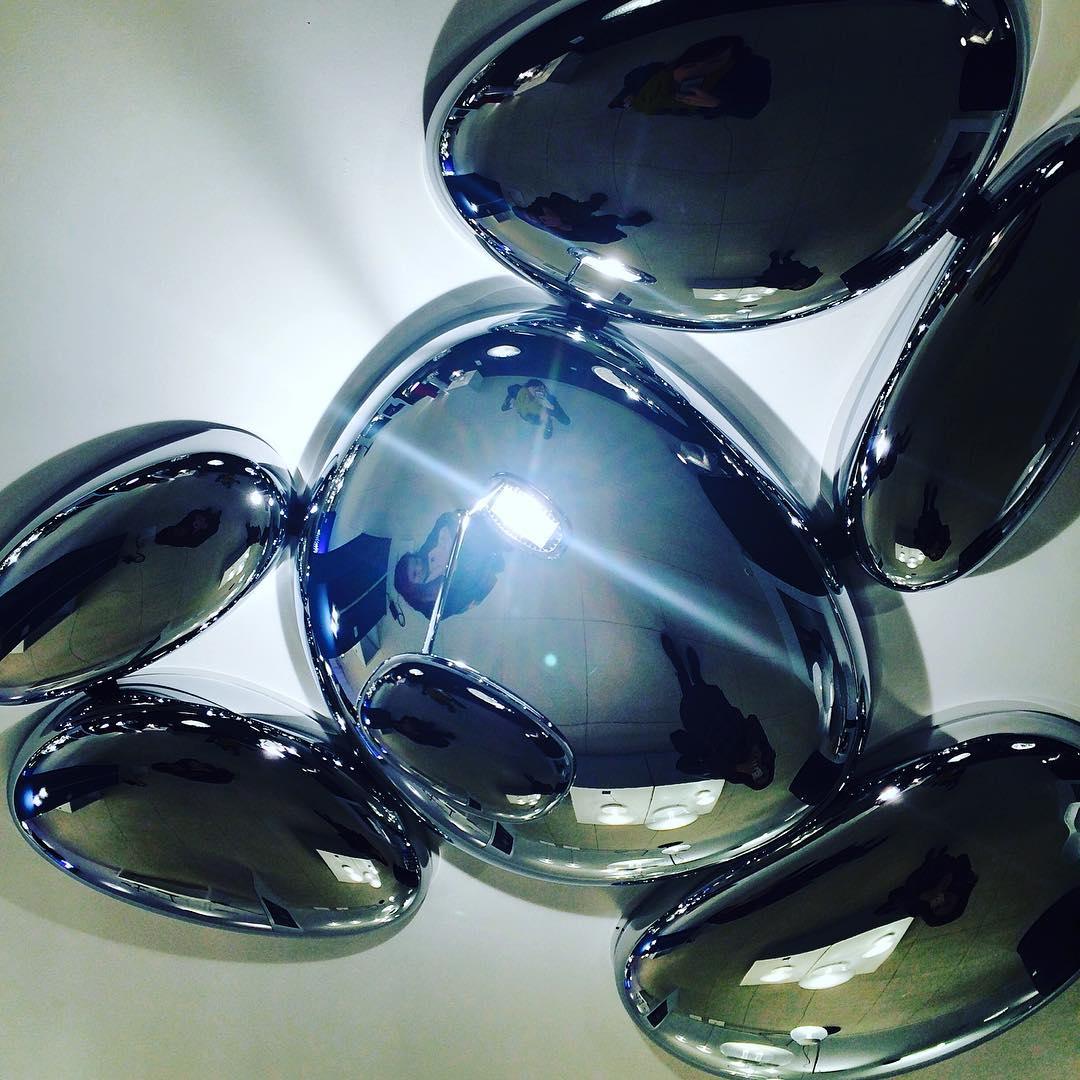 Modern Chrome Pebble LED Ceiling Light Biomorphic Reflective Flush Mount Lamp