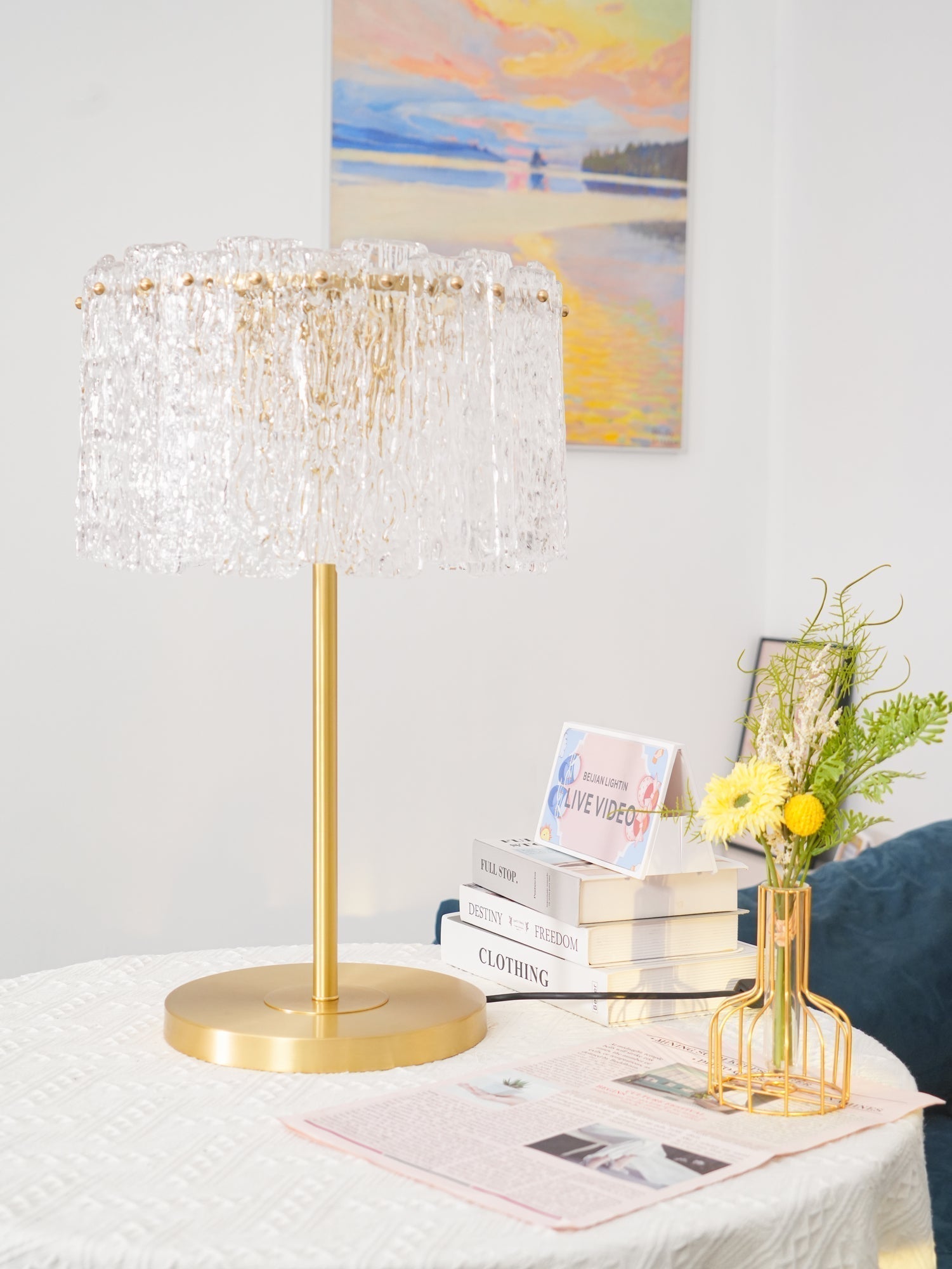 Skylar Modern Brass and Glass Table Lamp for Luxury Bedroom and Office Lighting