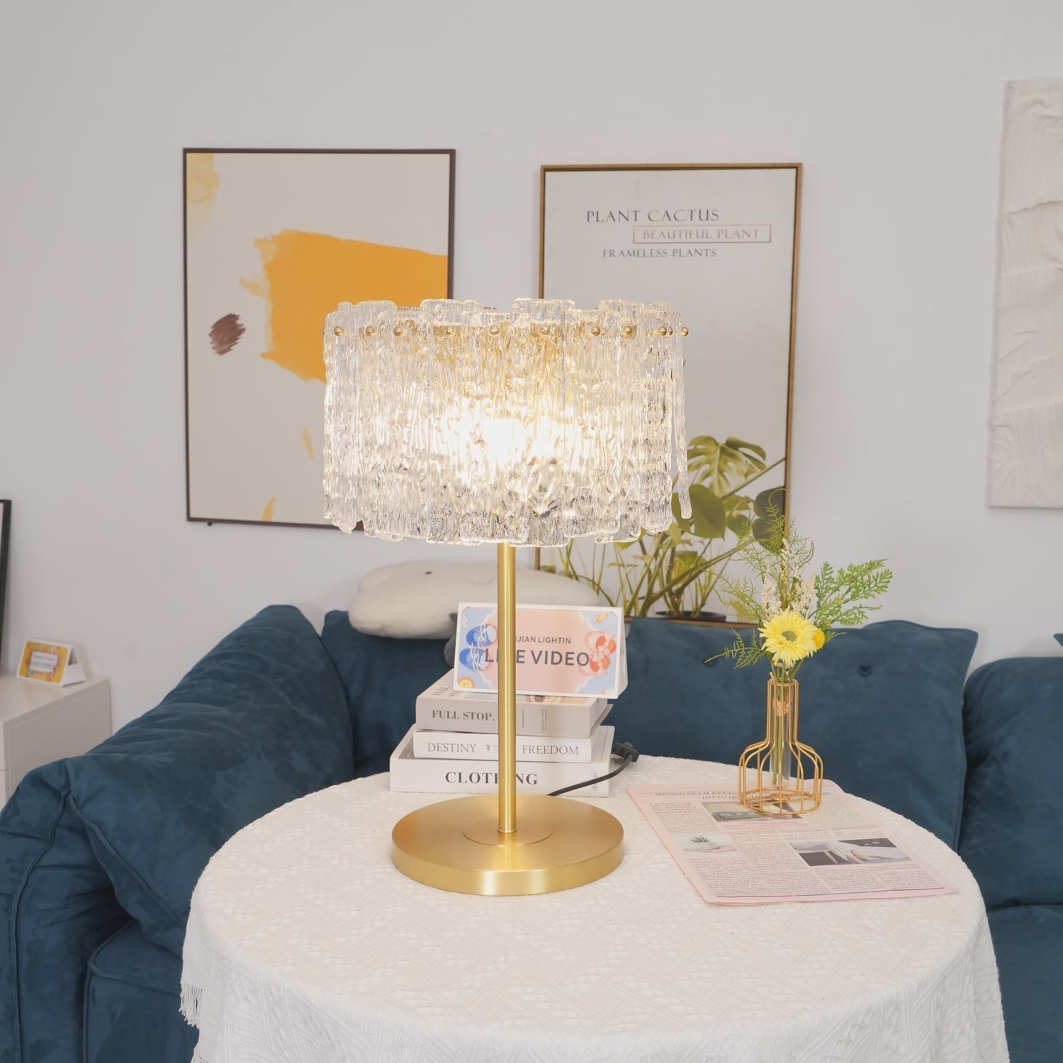 Skylar Modern Brass and Glass Table Lamp for Luxury Bedroom and Office Lighting