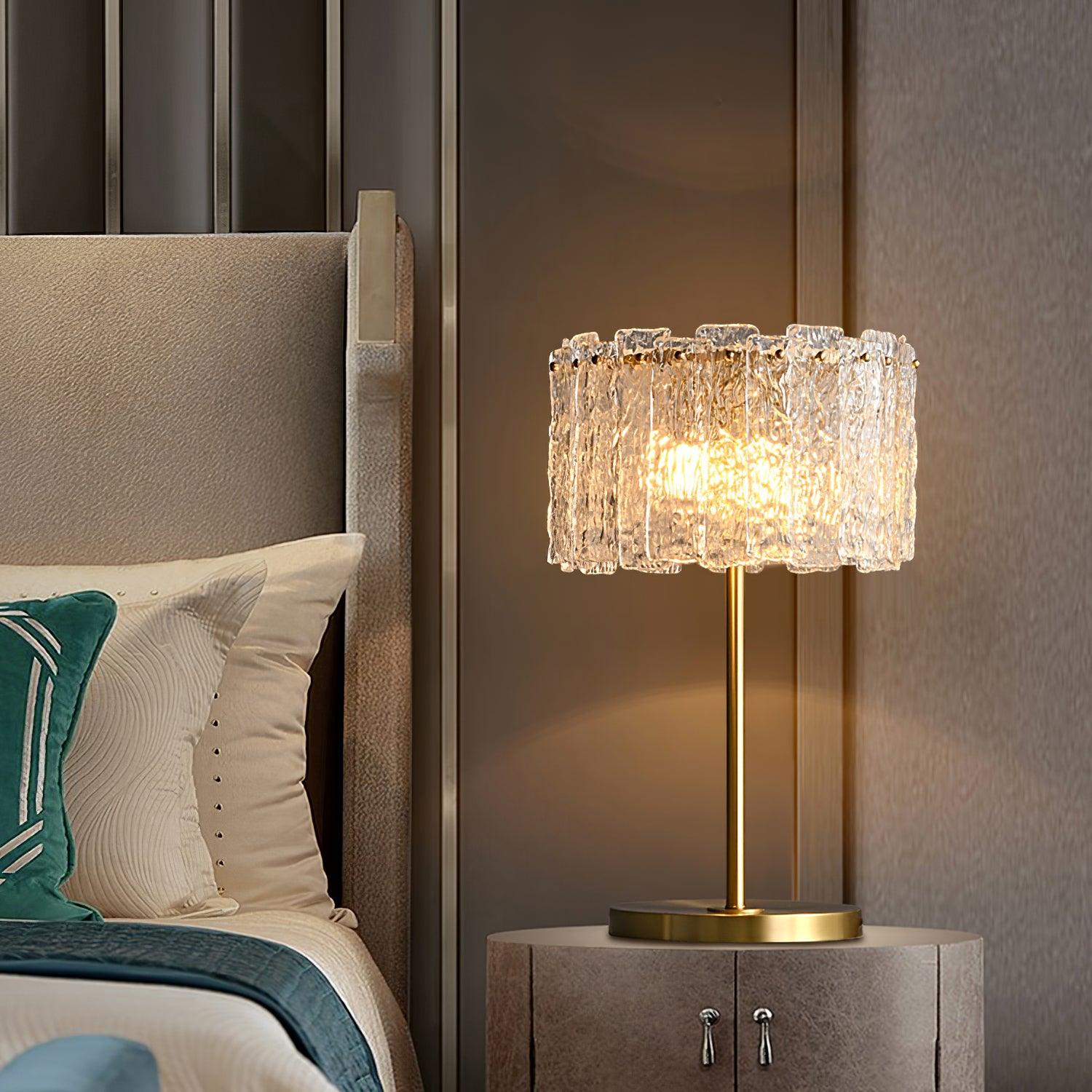 Skylar Modern Brass and Glass Table Lamp for Luxury Bedroom and Office Lighting