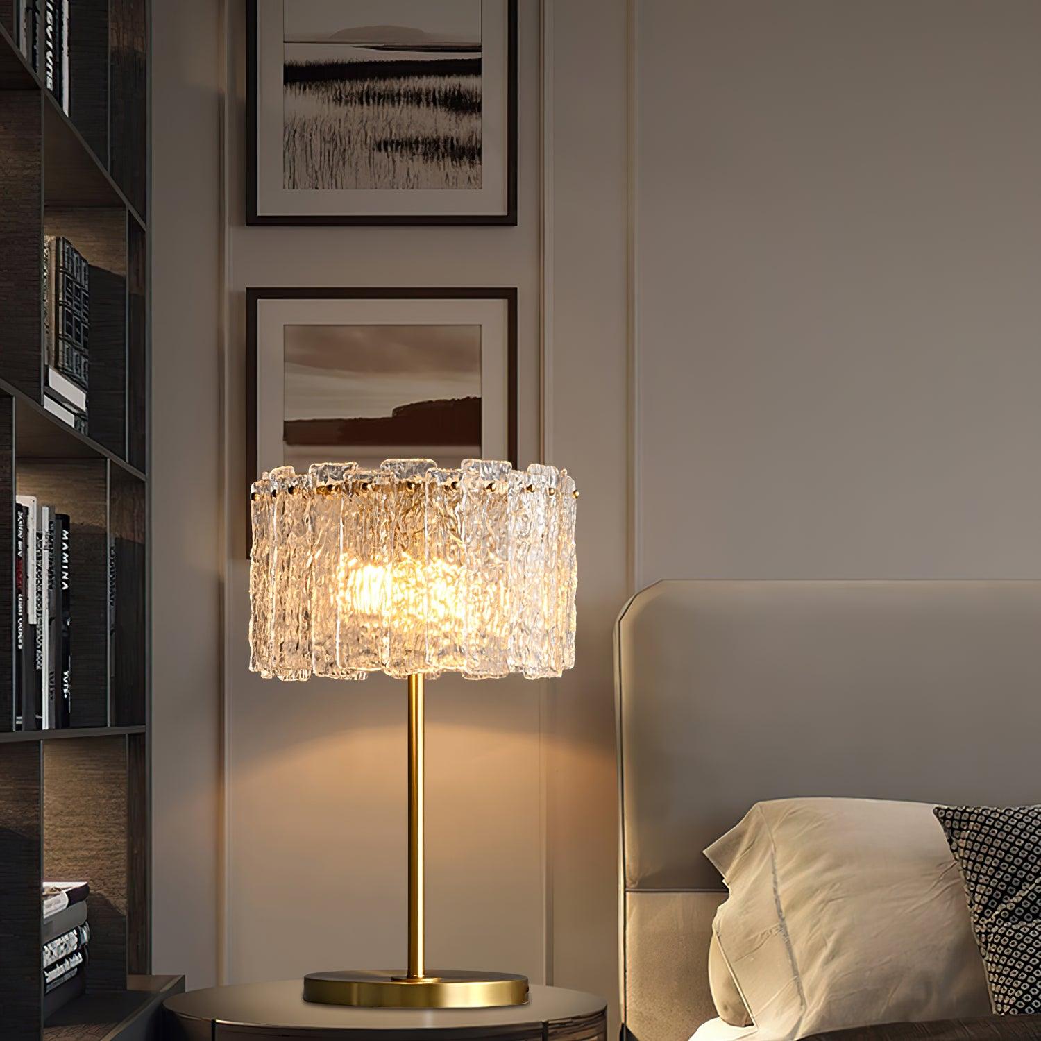 Skylar Modern Brass and Glass Table Lamp for Luxury Bedroom and Office Lighting
