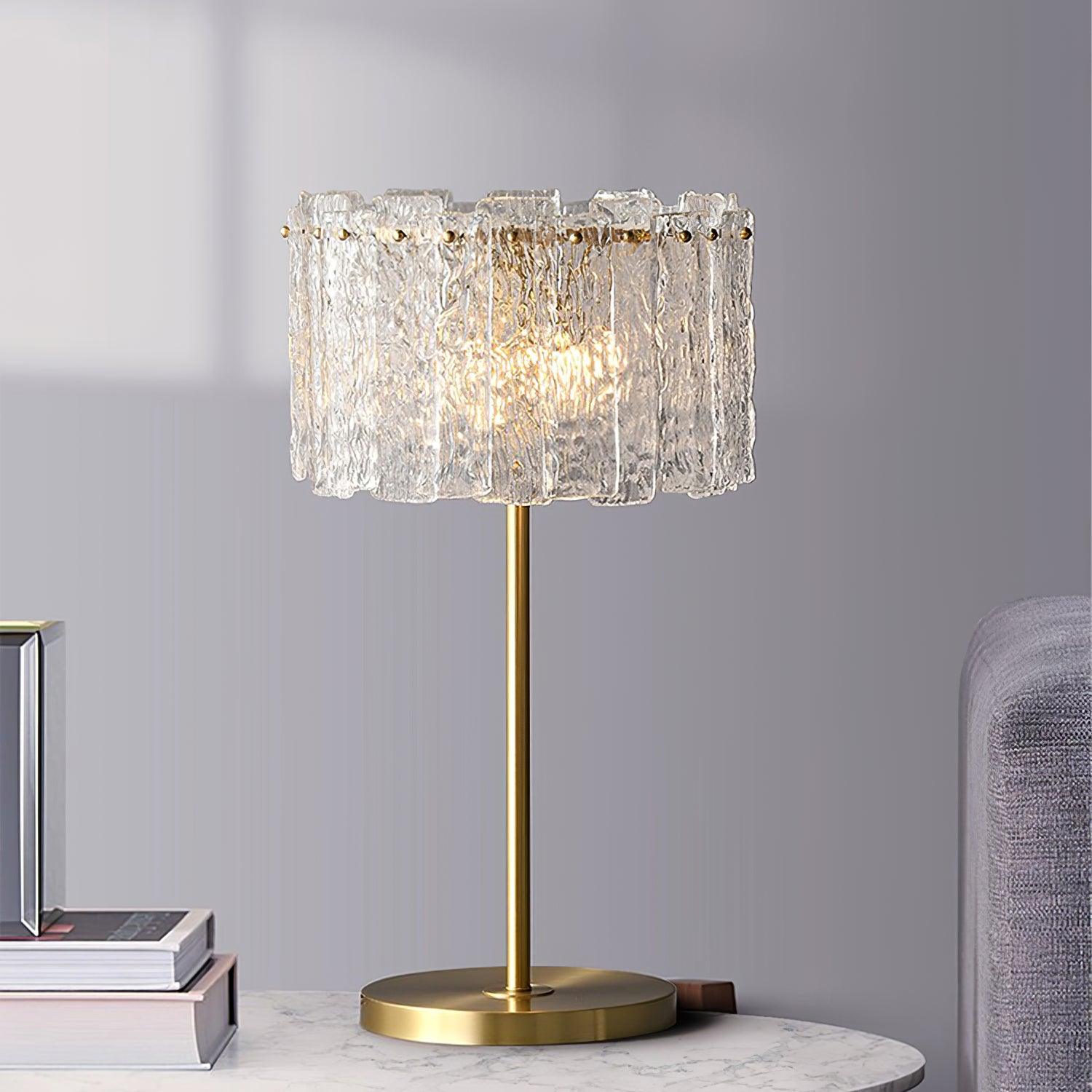 Skylar Modern Brass and Glass Table Lamp for Luxury Bedroom and Office Lighting