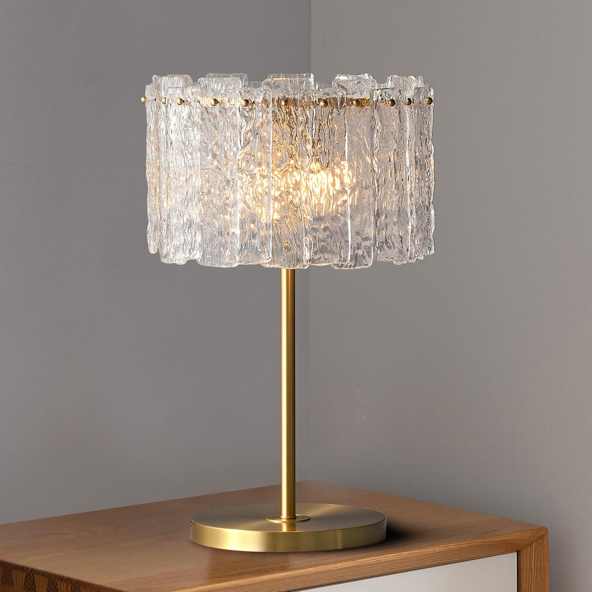 Skylar Modern Brass and Glass Table Lamp for Luxury Bedroom and Office Lighting