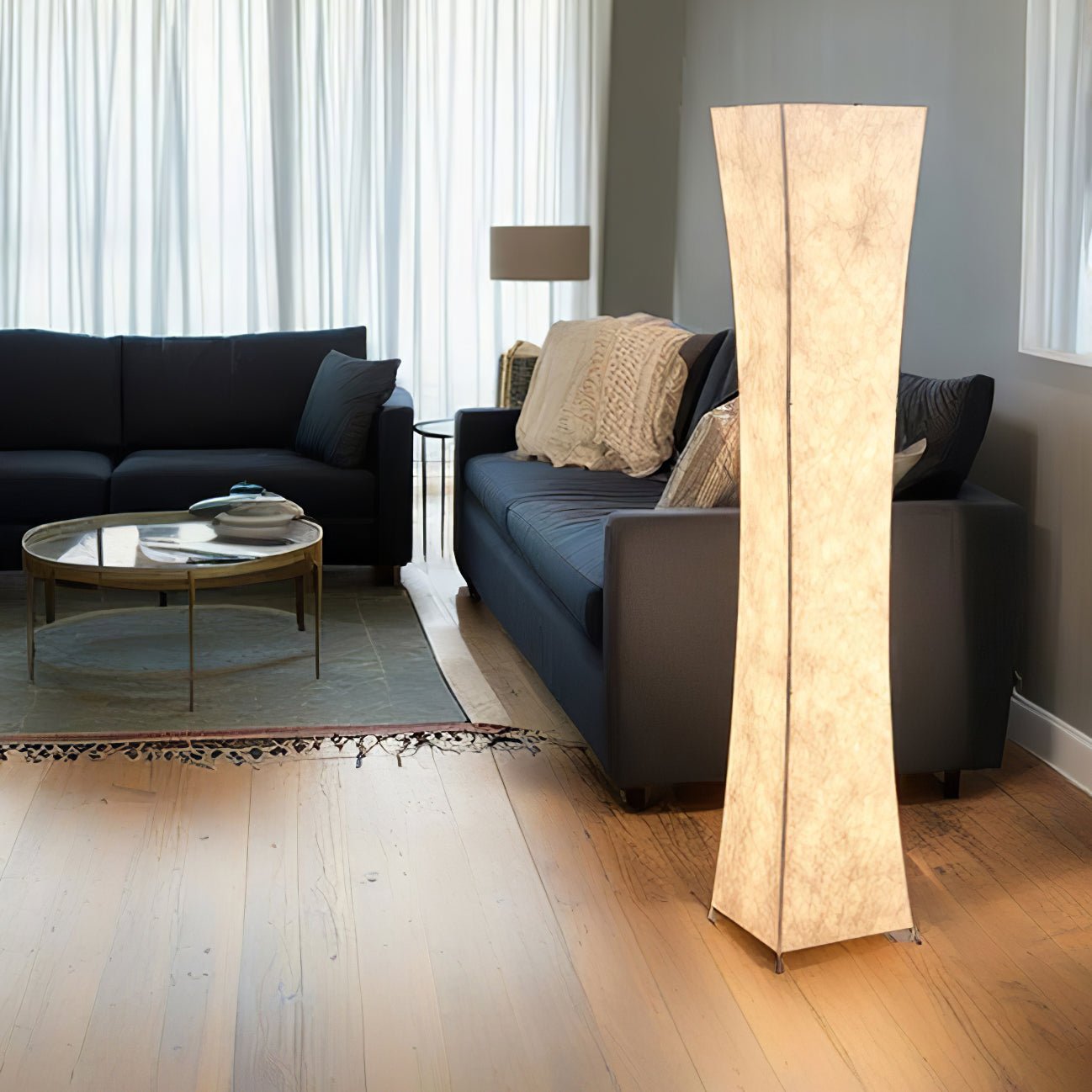 Modern Tall Slim Waist Tower Floor Lamp LED Standing Light for Bedroom and Office