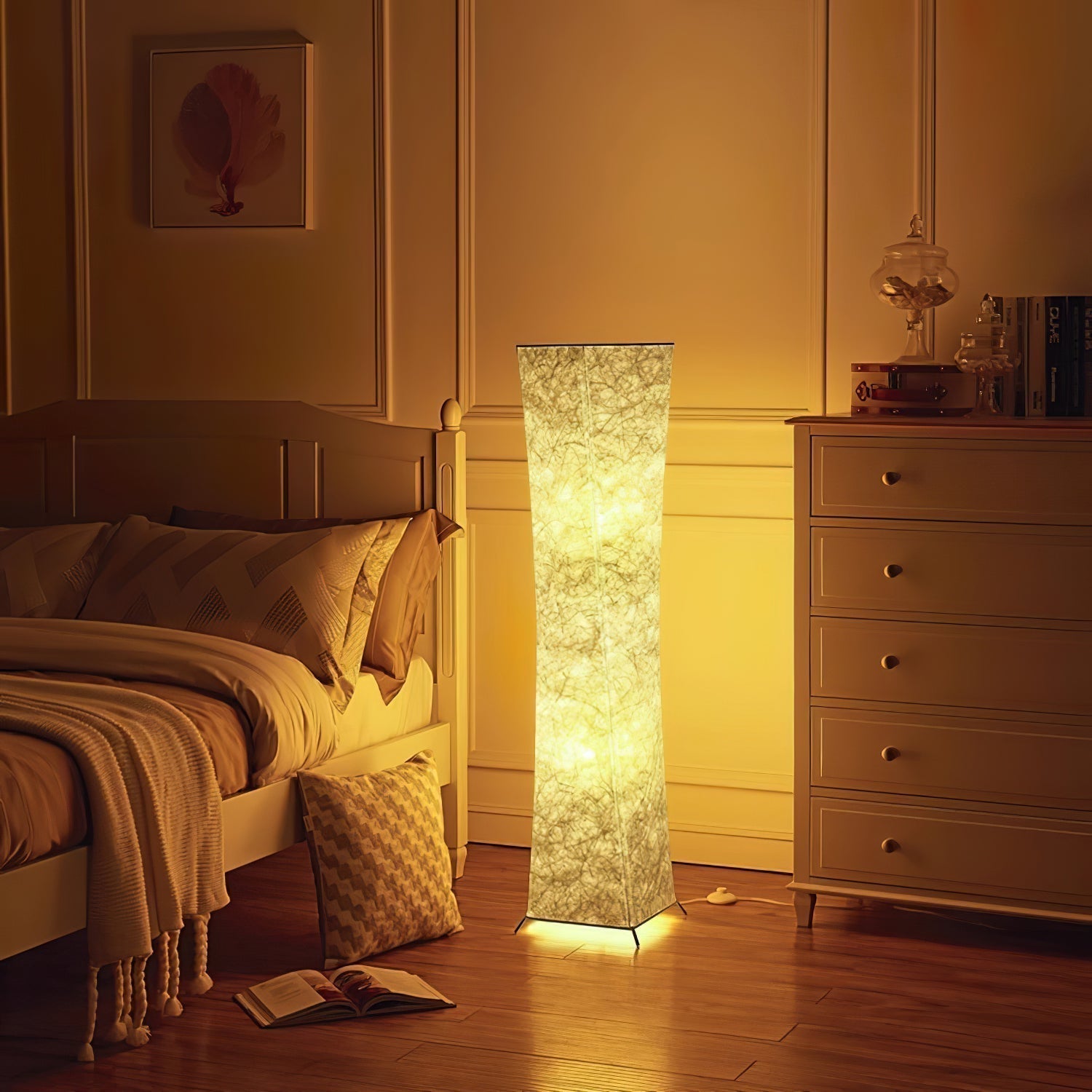 Modern Tall Slim Waist Tower Floor Lamp LED Standing Light for Bedroom and Office