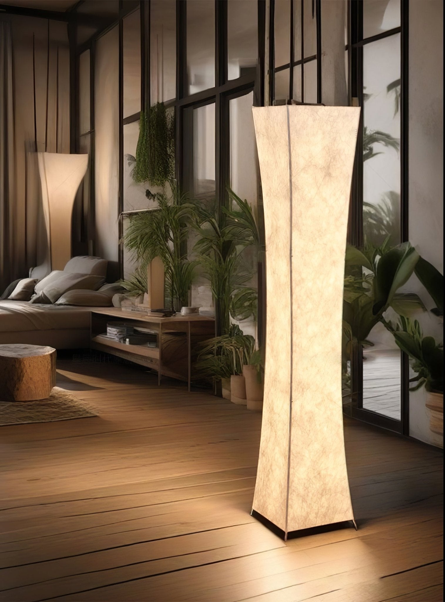 Modern Tall Slim Waist Tower Floor Lamp LED Standing Light for Bedroom and Office