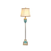 Art Deco Resin Floor Lamp with Fluted Base and White Fabric Shade for Home Decor