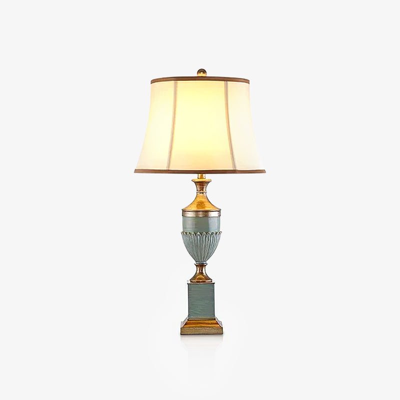 Art Deco Fluted Resin Table Lamp with Fabric Shade for Elegant Home Decor