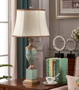 Art Deco Fluted Resin Table Lamp with Fabric Shade for Elegant Home Decor